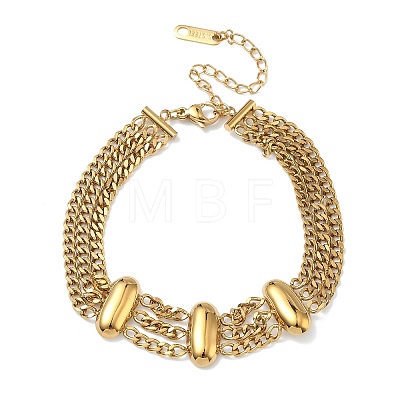304 Stainless Steel Multi-strand Curb Chain Bracelets BJEW-F533-02E-G-1