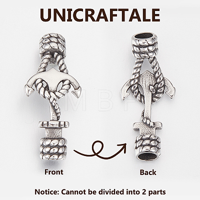 Unicraftale 316 Surgical Stainless Steel Rope & Anchor Toggle Clasps STAS-UN0002-15AS-1