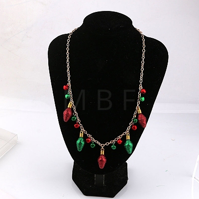 Christmas Alloy Bell Light Bulb Pendant Necklaces & Dangle Earring Sets for Women FS-WG7CEB8-01-1