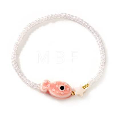 Handmade Porcelain & Resin Beads Stretch Bracelets for Women RS1476-4-1