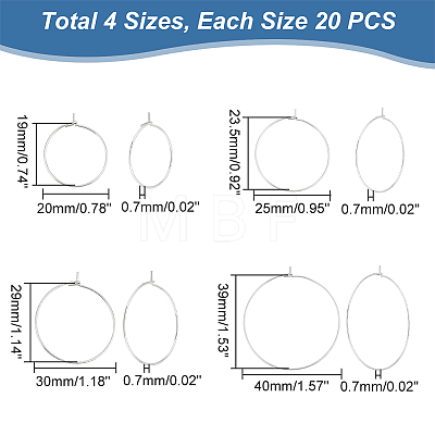 Unicraftale 316 Surgical Stainless Steel Hoop Earrings Findings STAS-UN0002-79P-1