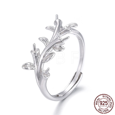 Anti-Tarnish Rhodium Plated 925 Sterling Silver Cuff Rings STER-F048-14P-1