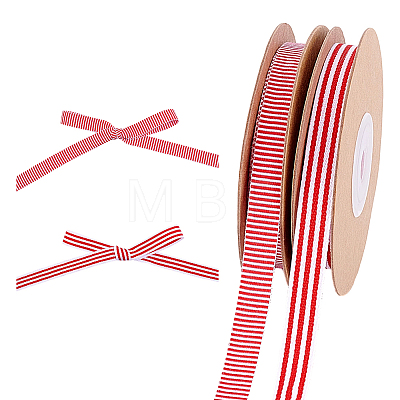 2 Rolls 2 Colors Polyester Striped Ribbon OCOR-PH0036-73-1