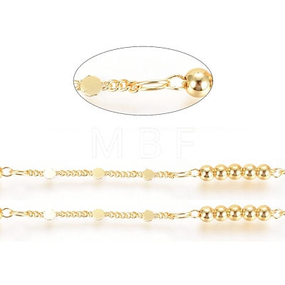 3.28 Feet Brass Handmade Beaded Chains X-CHC-G006-07G-1