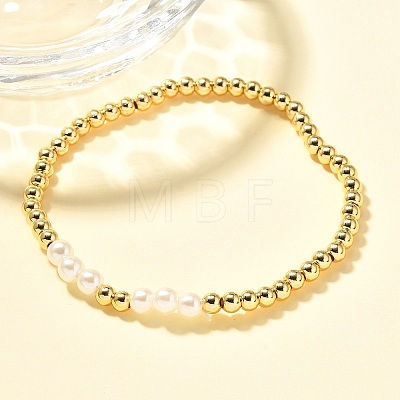 Brass Beaded Stretch Bracelets for Women BJEW-U018-01G-1