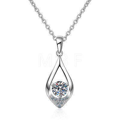 Teardrop 925 Sterling Silver Crystal Moissanite Pendant Necklaces for Women FS-WGA8F32-01-1