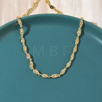 Brass Micro Pave Clear Cubic Zirconia Eye Link Chain Necklaces NJEW-G183-07G-1