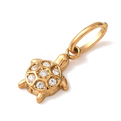 304 Stainless Steel Micro Pave Clear Cubic Zirconia Charms CU-CBA703A-01G-01-1