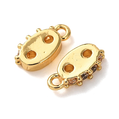 Brass Micro Pave Clear Cubic Zirconia 2-Hole Spacer Bars KK-K422-20G-1