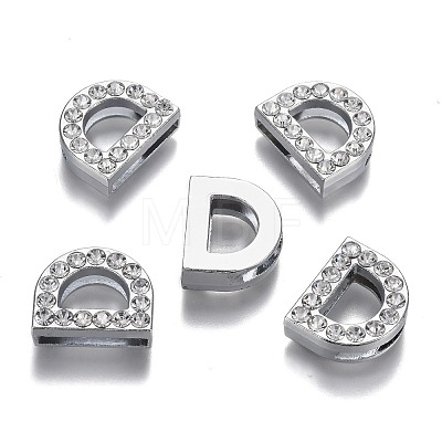 Alloy Letter Slide Charms RB-F034-01D-P-RS-1