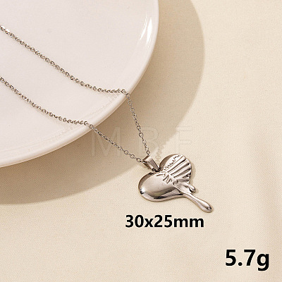 Vintage Stainless Steel Heart Pendant Lock Collarbone Chain Necklace for Women KO0043-1-1