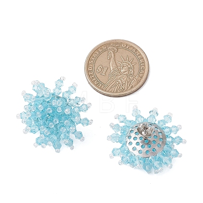 Flower Handmade Glass Seed Beads Stud Earrings EJEW-MZ00680-01-1