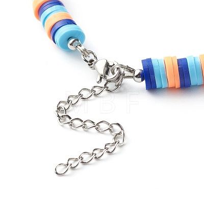 Handmade Polymer Clay Beaded Necklaces and Bear Alloy Pendant Necklace for Kid NJEW-JN03642-1