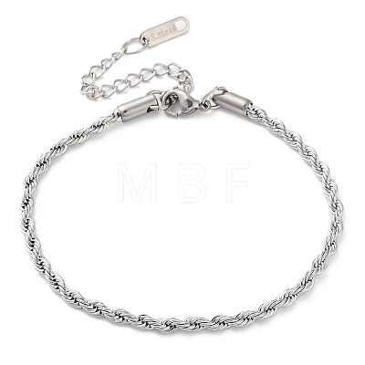 304 Stainless Steel Rope Chain Bracelets for Women BJEW-G712-14B-P-1