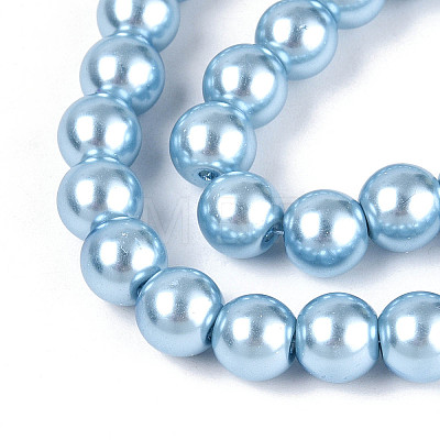 Baking Paint Pearlized Glass Pearl Round Bead Strands X-HY-Q330-8mm-24-1