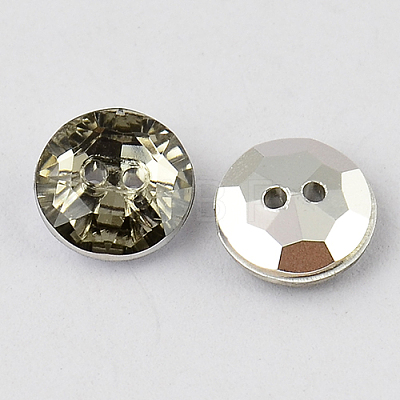 2-Hole Taiwan Acrylic Rhinestone Flat Round Buttons BUTT-F015-11.5mm-19-1