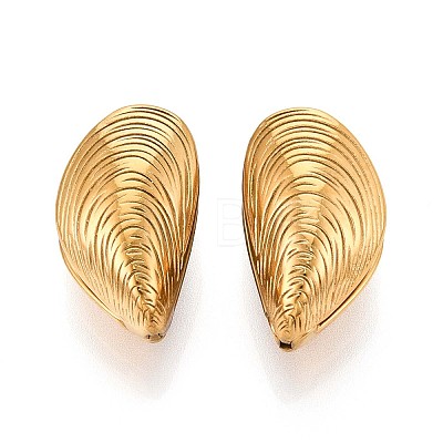 304 Stainless Steel Shell Shape Hoop Earrings EJEW-N059-11G-1