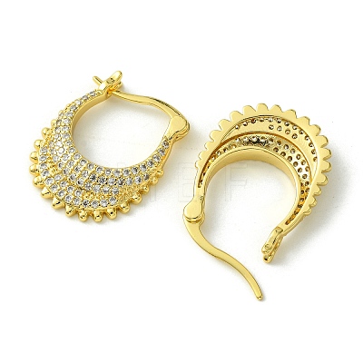 Brass with Cubic Zirconia Hoop Earrings EJEW-K267-05G-1