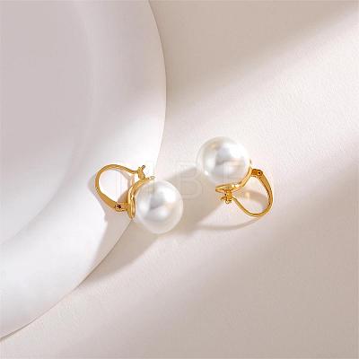 Pearl Earrings Gray Round Ball Hoop Dangle Earrings Stud Elegant Shell Pearl Drop Stud Imitation Freshwater Cultured Pearls Earrings Brass Charms Jewelry Gift for Women JE1096A-1