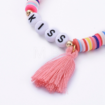 Handmade Polymer Clay Heishi Beads Stretch Bracelets BJEW-JB05086-03-1