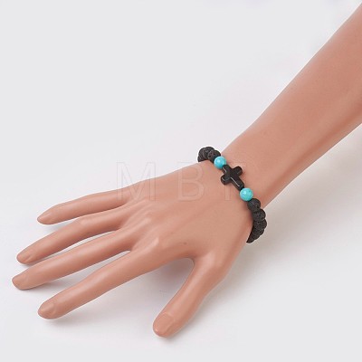 Synthetic Turquoise Beads Stretch Bracelets X-BJEW-JB03710-01-1