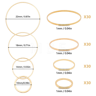 Brass Linking Rings KK-SC0001-21G-1