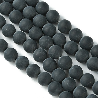 Grade A Natural Black Agate Beads Strands G447-5-1