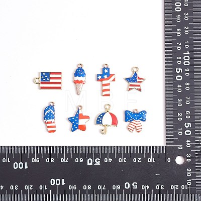 40Pcs 8 Style Independence Day Rack Plating Alloy Enamel Pendants FIND-SZ0003-05-1