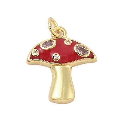 Mushroom Rack Plating Brass Micro Pave Cubic Zirconia Pendants KK-Z074-15G-1