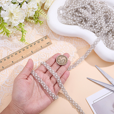 Grenadine & Plastic Pearl Ribbon OCOR-WH0105-170A-1