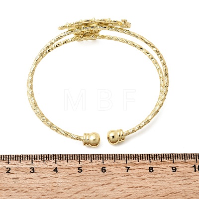 Brass Micro Pave Cubic Zirconia Cuff Bangles BJEW-F526-05G-1
