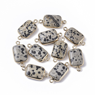 Edge Golden Plated Natural Dalmatian Jasper Links connectors G-S359-034D-1