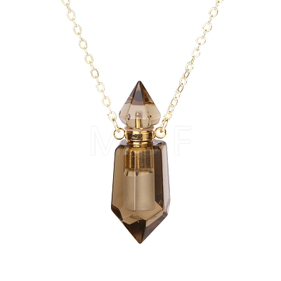 Natural Smoky Quartz Perfume Bottle Pendant Necklace PW-WG2A891-01-1