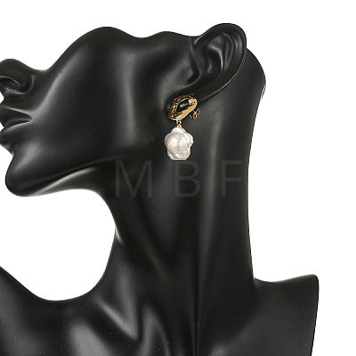Brass Natural Keshi Pearl Stud Dangle Earrings EJEW-JE07093-1