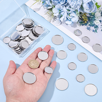 60Pcs 3 Styles 304 Stainless Steel Plain Edge Bezel Cups STAS-SC0021-46-1
