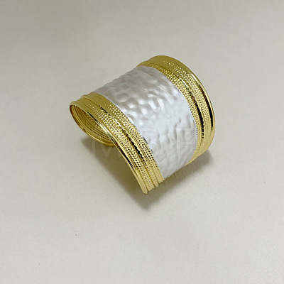 Iron Enamel Textured Wide Open Cuff Bangles for Women WGEDD9F-01-1