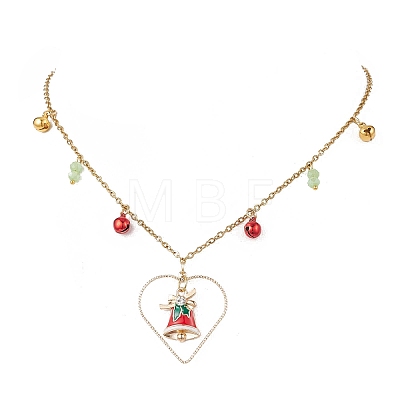 Christmas Bell Alloy Enamel Pendant Necklace & Dangle Earrings Sets SJEW-JS01344-1