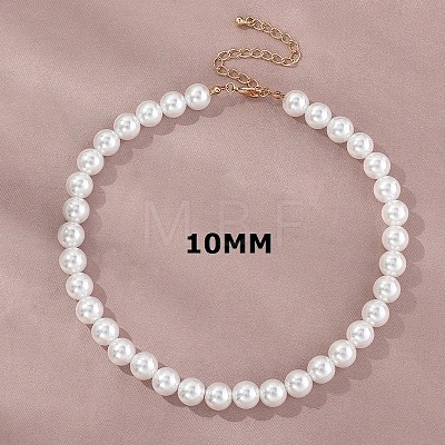 Plastic Imitation Pearl Round Beaded Necklaces for Women WGF0340-05-1