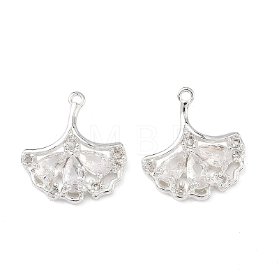 Brass Micro Pave Clear Cubic Zirconia Pendants KK-C168-03S-1