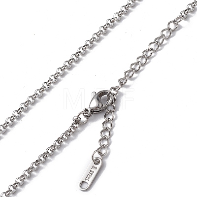 304 Stainless Steel Rolo Chain Necklace for Men Women NJEW-K245-022A-1