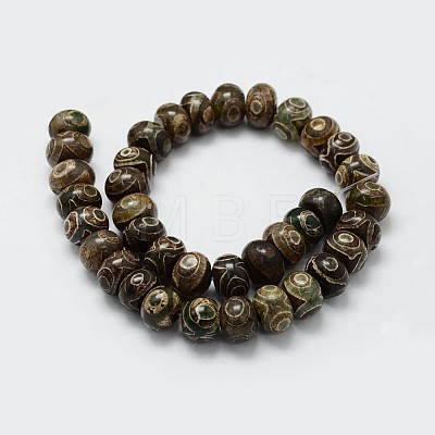 Tibetan Style 3-Eye dZi Beads Strands TDZI-G010-I01-1