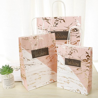 Rectangle Kraft Paper Bags with Handle DIY-I030-02A-03-1