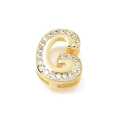 Brass Micro Pave Clear Cubic Zirconia Initial Spacer Bars KK-E802-34G-G-1