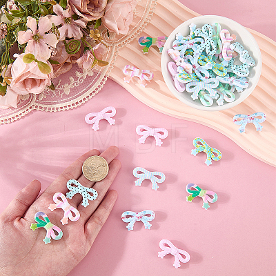 48Pcs 8 Colors Printed Opaque Acrylic Beads MACR-SC0002-64-1