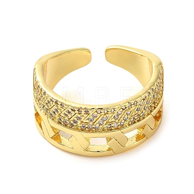 Brass Micro Pave Cubic Zirconia Cuff Rings RJEW-P102-15G-1