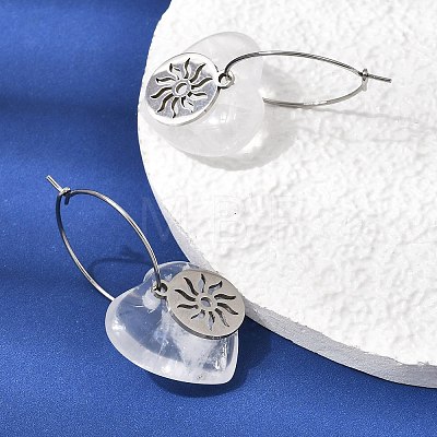 Natural & Synthetic Gemstone & 304 Stainless Steel Hoop Earrings for Women EJEW-G475-01P-1