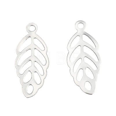 Tarnish Resistant Leaf 201 Stainless Steel Charm Pendants STAS-R075-12-1