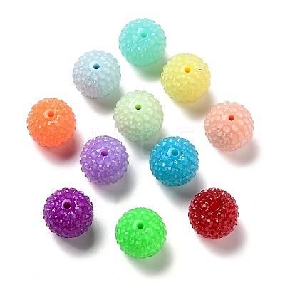 Chunky Resin Rhinestone Bubblegum Ball Beads RESI-S259-A-1