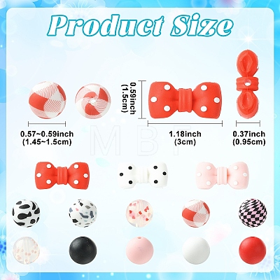 33Pcs 5 Styles Silicone Focal Beads SIL-YW0002-60-1