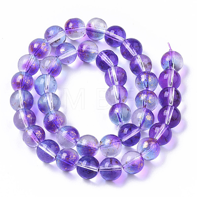 Transparent Spray Painted Glass Bead Strands X-GLAA-N035-03D-B03-1